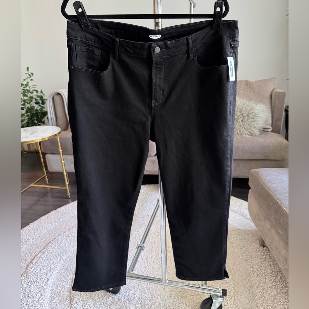 Old Navy Classic Black Cropped Jeans Size 16 Pants New NWT
